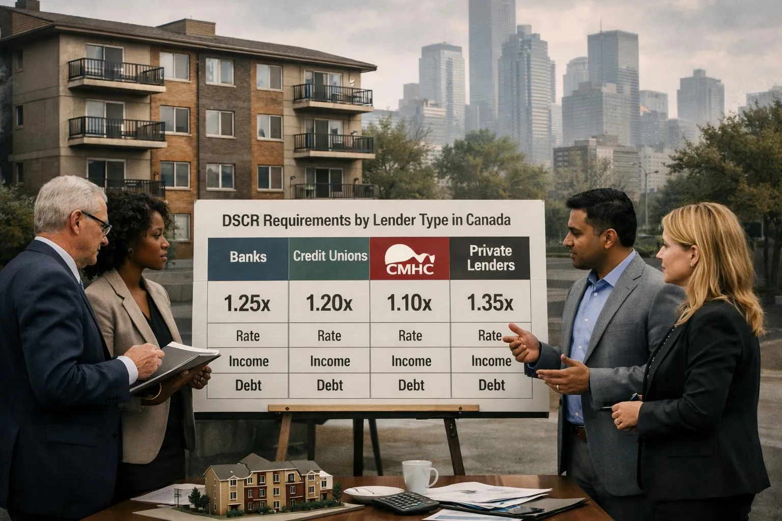 DSCR Requirements by Lender Type in Canada: Banks, Credit Unions, CMHC & Private