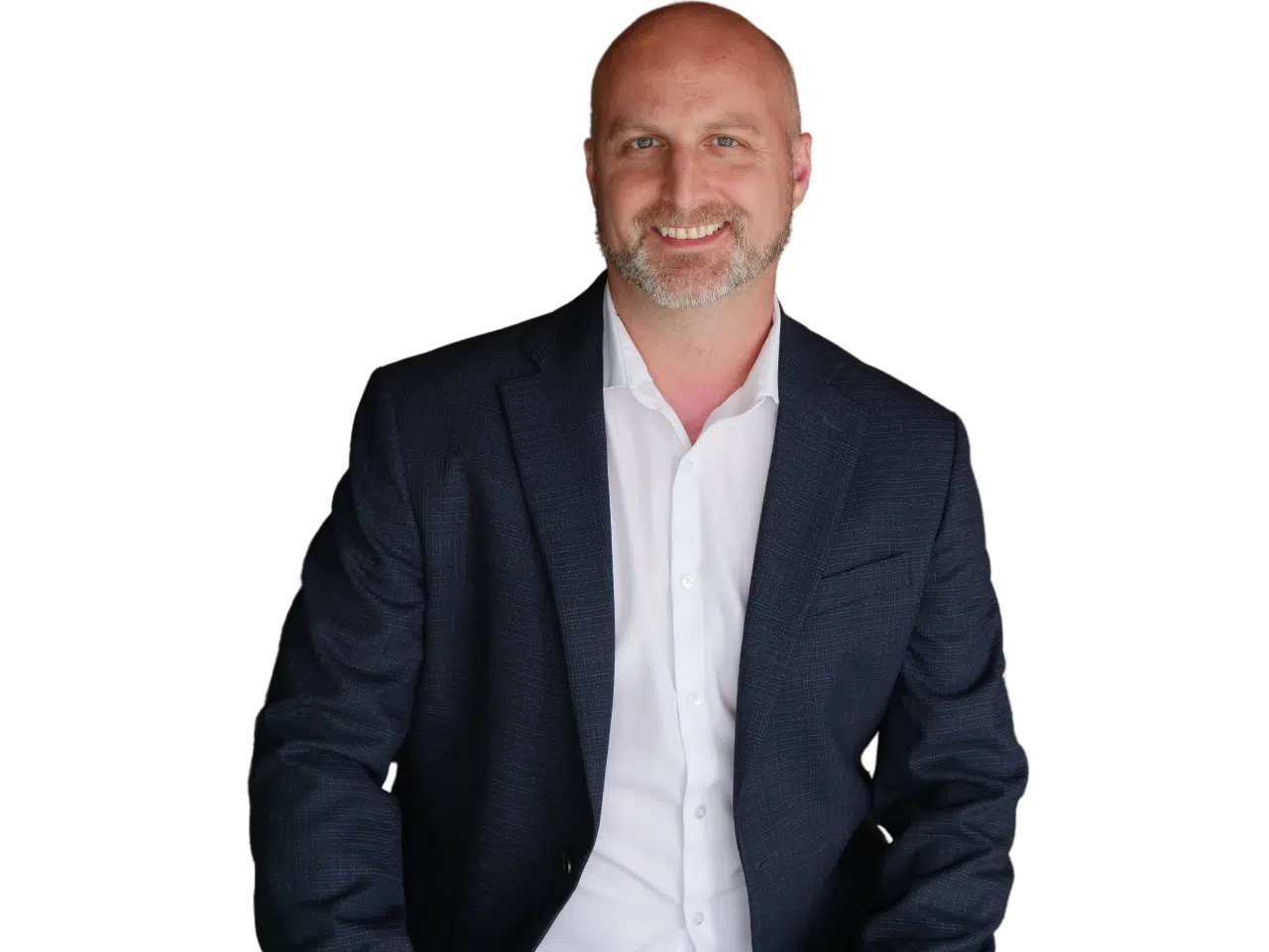 Smiling man in business suit portrait.
