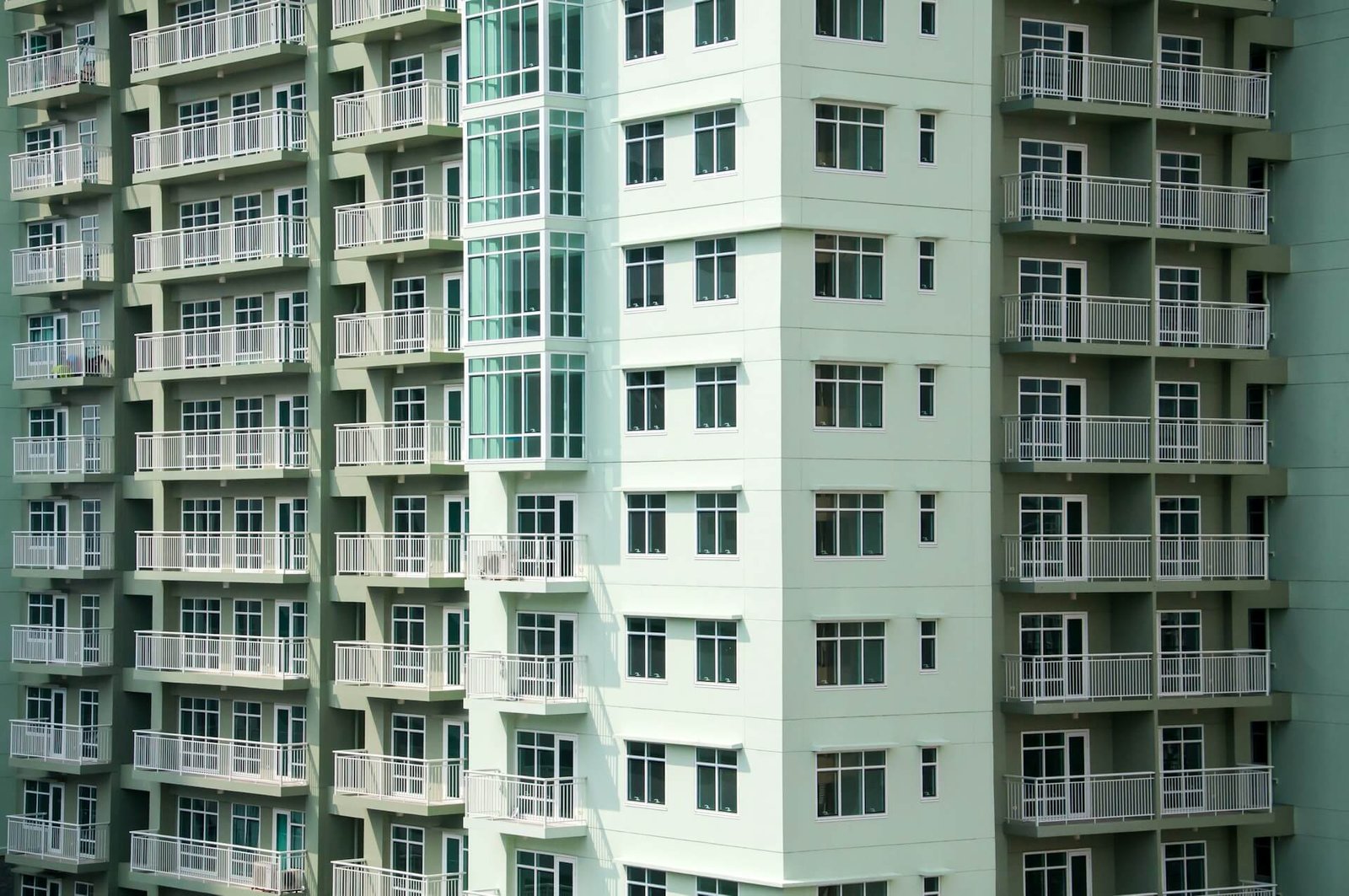 High-rise apartment building with balconies.