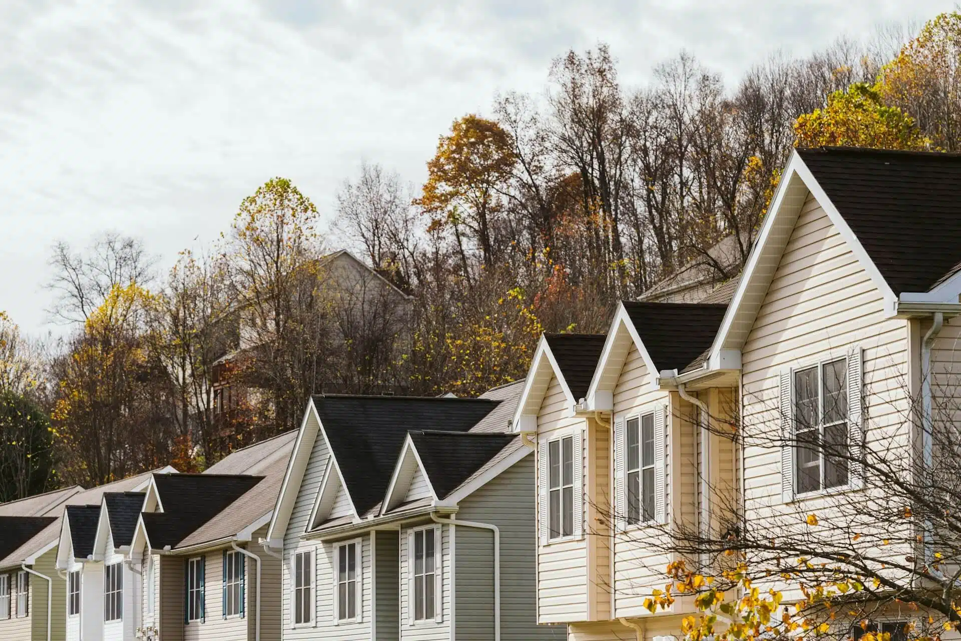 Row of houses in autumn scenery